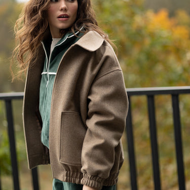 Wool Bomber with Collar